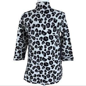 NWT Tahari Snow Leopard Mock Neck Sweater - XS